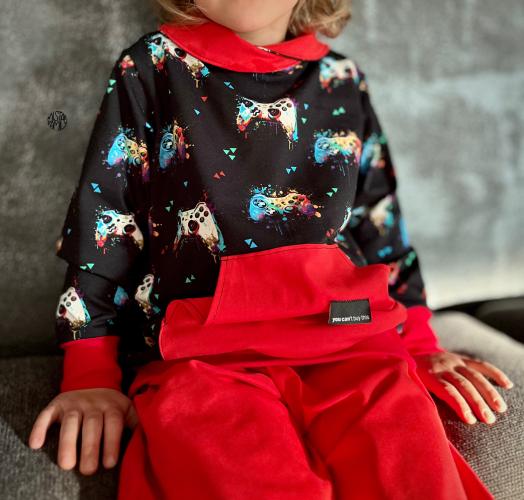 Eigenproduktion Baumwolljersey Gameplay Zocker Gamecontroller Schwarz