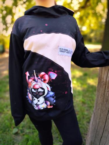 Eigenproduktion Baumwolljersey Panel Unikat Einhorn 75 x 180 cm