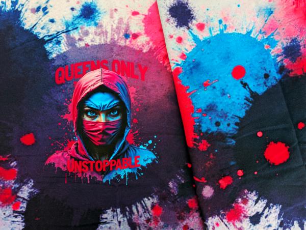 Eigenproduktion French Terry Farbkleckse Girl Maske 75 x 165 cm