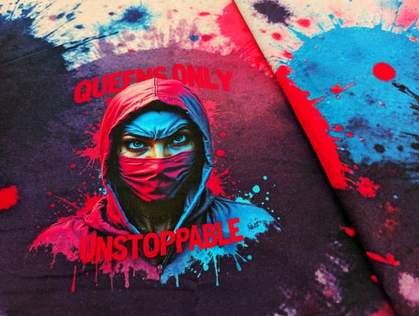 Eigenproduktion French Terry Farbkleckse Girl Maske 75 x 165 cm