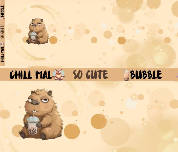 Eigenproduktion French Terry Bubble Tea Capybara 75 x 165 cm