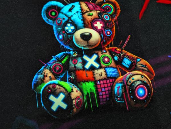 Eigenproduktion French Terry Panel Techno Teddy Cuddle Me Wild  75 x 165 cm