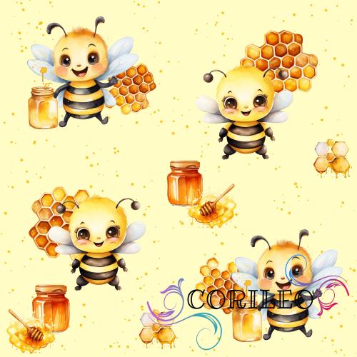 VB - Eigenproduktion Fleißige Bienen mit Waben auf Gelb