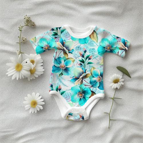 VB - Blaue Blumen Stoff – Eigenproduktion | Jersey & French Terry