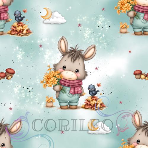 VB - BIO Eigenproduktion Kleiner Esel beim Spaziergang auf Grau/Mint