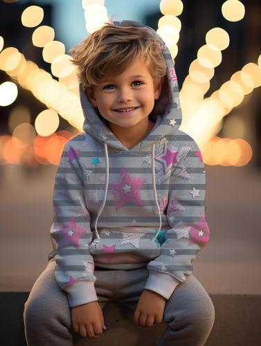 VB - Eigenproduktion Streifen Sterne Rosa/Weiß