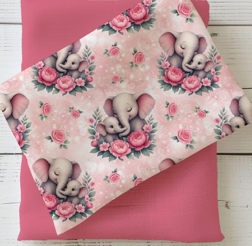 VB - Eigenproduktion Elefanten auf Rosen Rosa