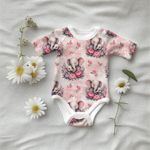 VB - Eigenproduktion Elefanten auf Rosen Rosa