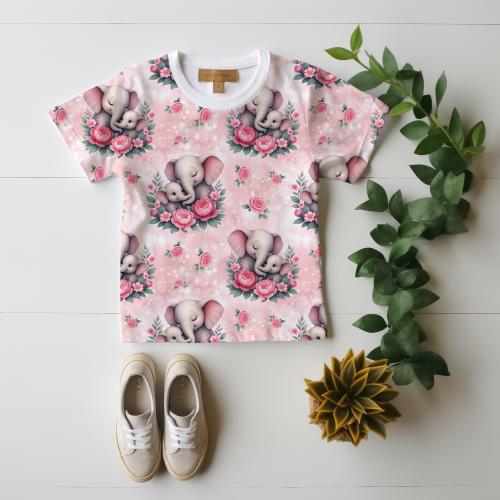 VB - Eigenproduktion Elefanten auf Rosen Rosa