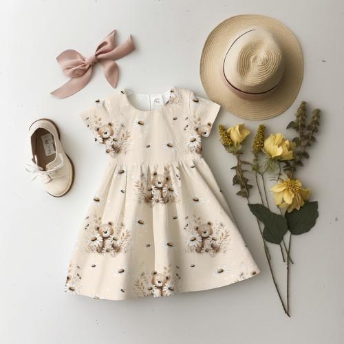 VB - Eigenproduktion Teddybär Blumen auf Creme