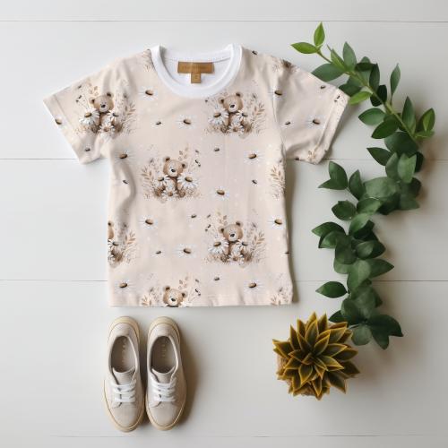 VB - Eigenproduktion Teddybär Blumen auf Creme