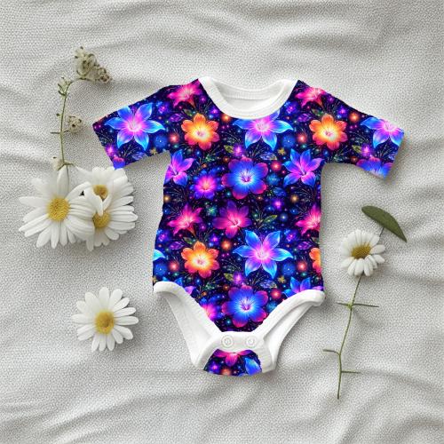 VB - Fluoreszierende Blüten Stoff – Eigenproduktion | Jersey & French Terry