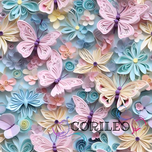 VB - BIO Eigenproduktion 3D Pastell Blumen und Schmetterlinge