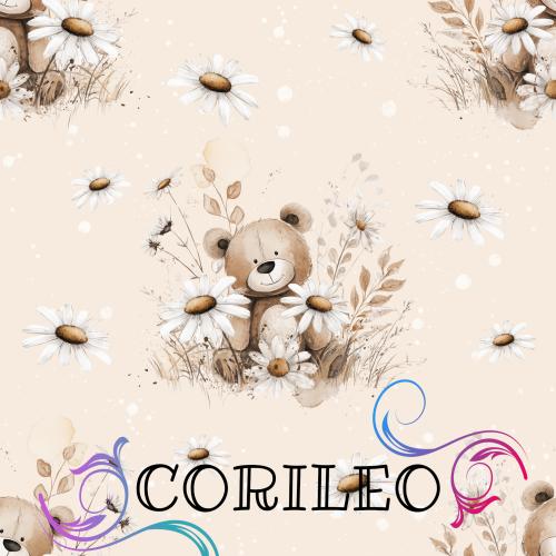 VB - Eigenproduktion Teddybär Blumen auf Creme