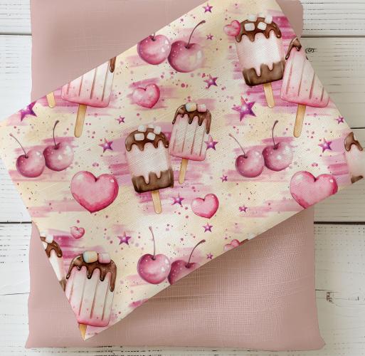 VB - Eigenproduktion Sweet Eiscreme mit Marshmallow und Kirschen auf Rosa / Vanille