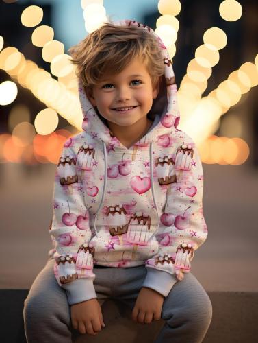 VB - Eigenproduktion Sweet Eiscreme mit Marshmallow und Kirschen auf Rosa / Vanille