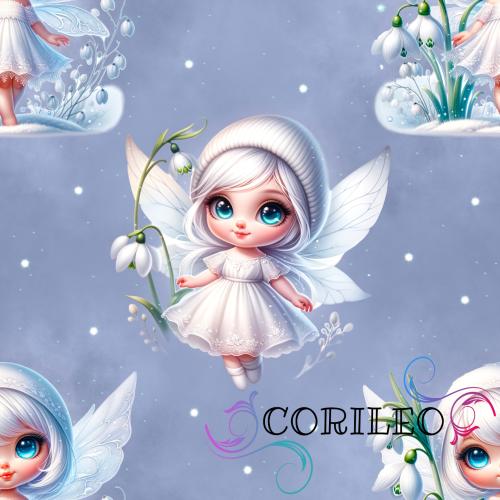 VB - Eigenproduktion Schneeglöcken mit Fee auf Eisblau