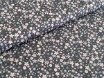 Reststück Baumwollstoff Poplin Blumenrausch Grau Rosa 75 x 150 cm