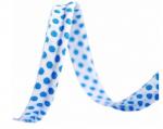 Paspelband 9 mm Weiss Hellblau Punkte