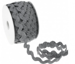 Zackenlitze gemustert Streifen 12mm - Schwarz Weiß