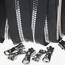 Endlos Reißverschluss Schwarz ( Spiralzipper in Metalloptik ) + Schieber
